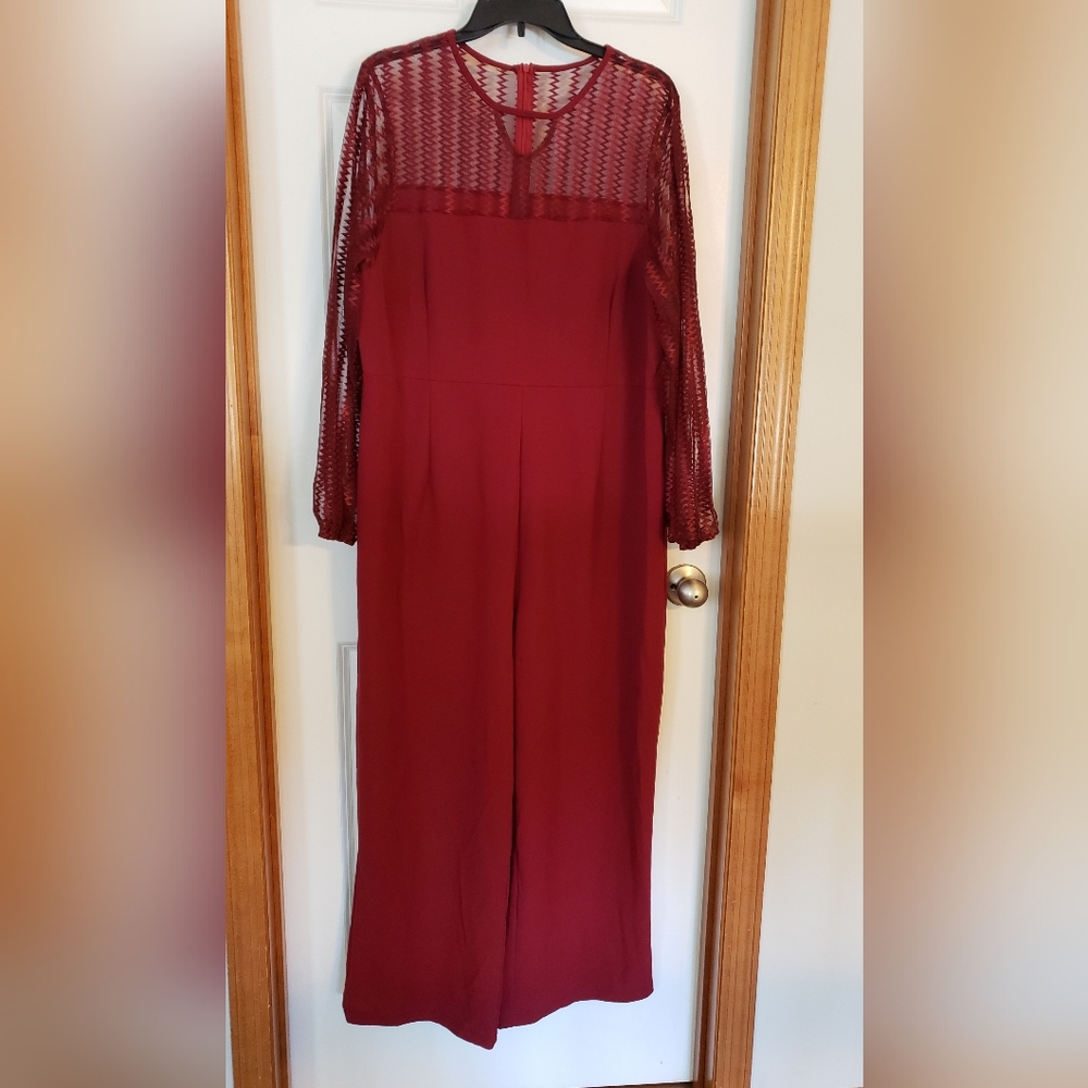 Shein  Curve Burgundy Plus Size Jumpsuit
